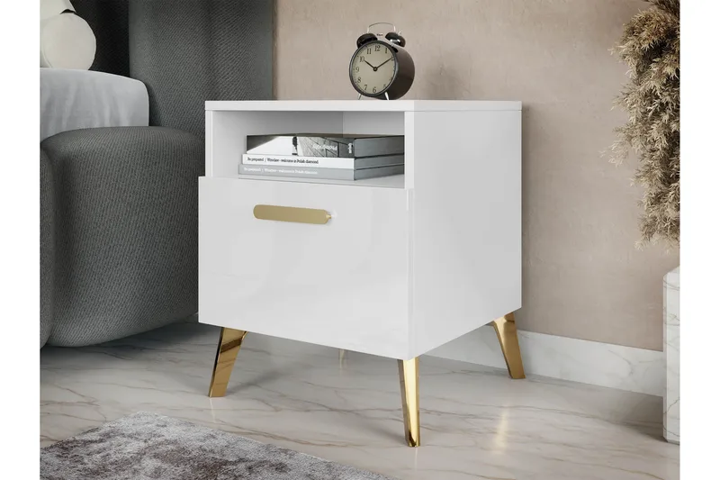 Akihiko Sängbord 40 cm - Vit - Möbler - Bord & matgrupper - Avlastningsbord - Sängbord & nattduksbord