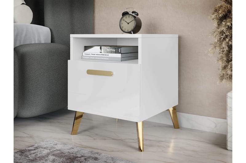 Akihiko Sängbord 40 cm - Vit - Möbler - Bord & matgrupper - Avlastningsbord - Sängbord & nattduksbord