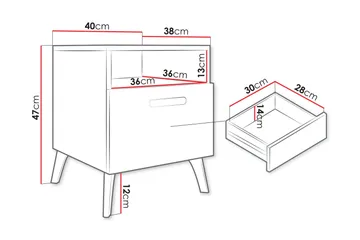 Akihiko Sängbord 40 cm - Vit - Möbler - Bord & matgrupper - Avlastningsbord - Sängbord & nattduksbord