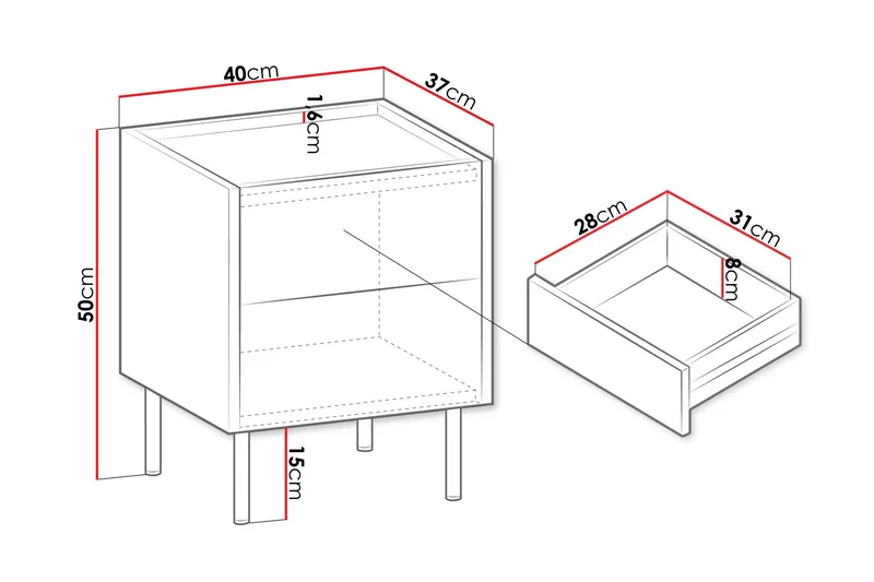 Akihito Sängbord 40 cm - Brun - Möbler - Bord & matgrupper - Avlastningsbord - Sängbord & nattduksbord