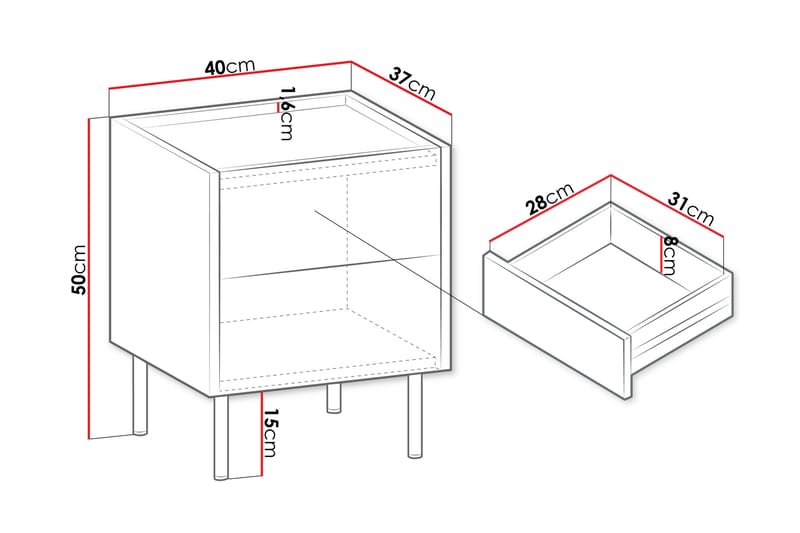 Akihito Sängbord 40 cm - Brun - Möbler - Bord & matgrupper - Avlastningsbord - Sängbord & nattduksbord