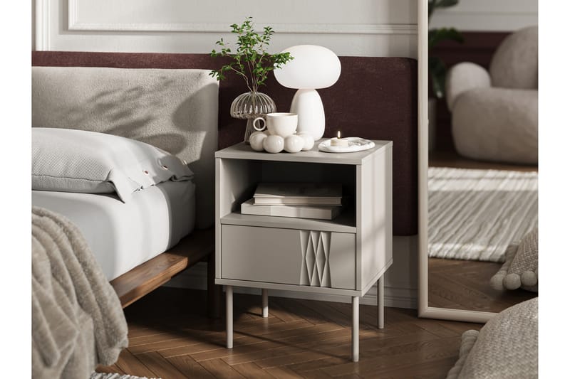 Akiko Sängbord 44 cm - Beige - Möbler - Bord & matgrupper - Avlastningsbord - Sängbord & nattduksbord