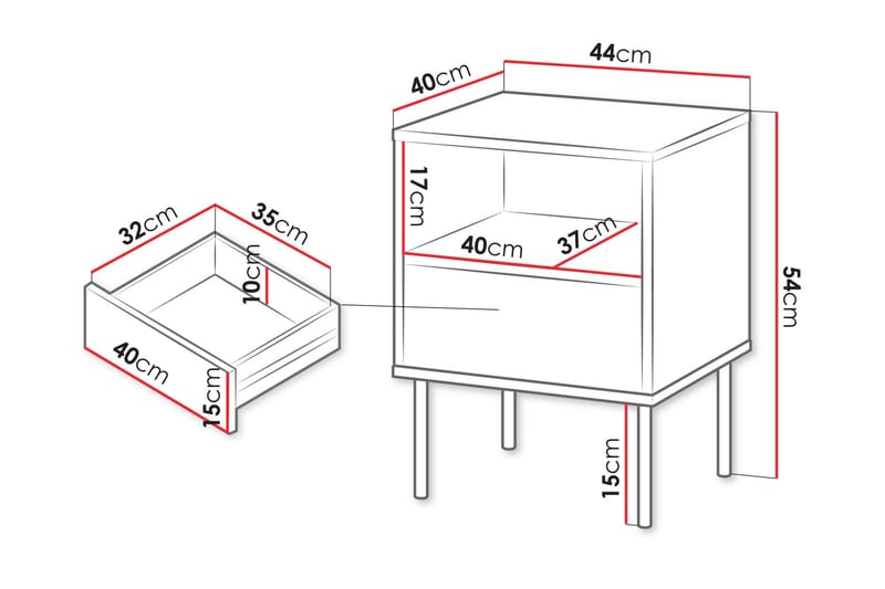 Akiko Sängbord 44 cm - Grön - Möbler - Bord & matgrupper - Avlastningsbord - Sängbord & nattduksbord