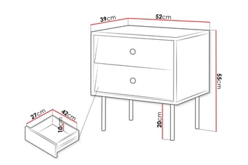 Akilesh Sängbord 52 cm i Målat Trä med Lådor - Svart - Möbler - Bord & matgrupper - Avlastningsbord - Sängbord & nattduksbord