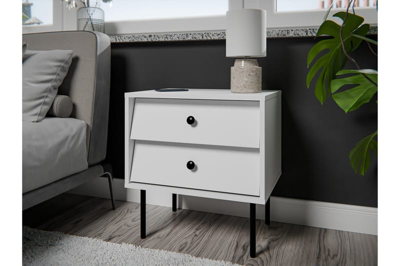 Akilesh Sängbord 52 cm - Vit - Möbler - Bord & matgrupper - Avlastningsbord - Sängbord & nattduksbord