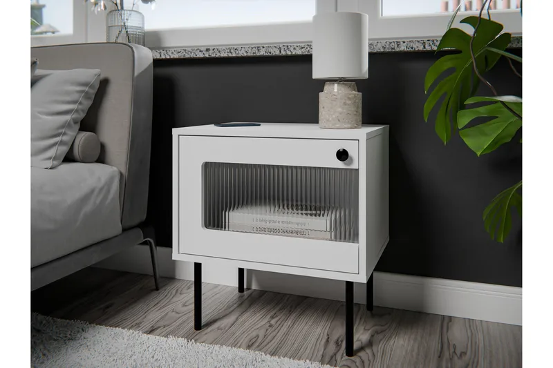 Akilesh Sängbord 52 cm - Vit - Möbler - Bord & matgrupper - Avlastningsbord - Sängbord & nattduksbord