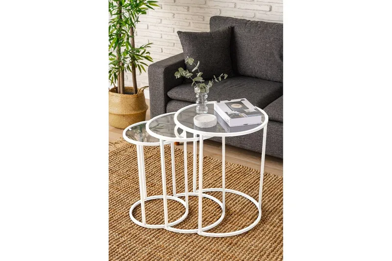 Alyasmin Satsbord 34 cm, Vit/Transparent