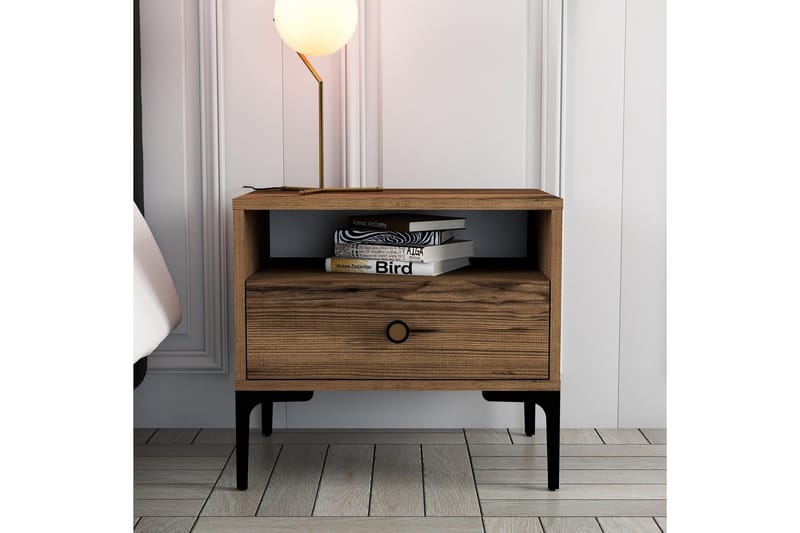 Ameias Sängbord 56x40 cm Brun - Hanah Home - Möbler - Bord & matgrupper - Avlastningsbord - Sängbord & nattduksbord