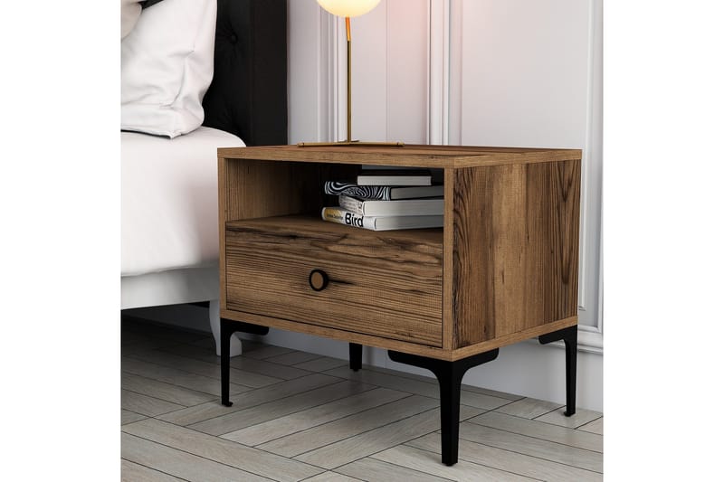 Ameias Sängbord 56x40 cm Brun - Hanah Home - Möbler - Bord & matgrupper - Avlastningsbord - Sängbord & nattduksbord