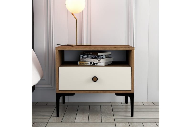 Ameias Sängbord 56x40 cm Brun/Beige - Hanah Home - Möbler - Bord & matgrupper - Avlastningsbord - Sängbord & nattduksbord