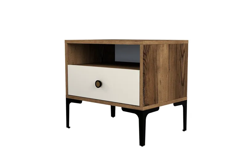 Ameias Sängbord 56x40 cm Brun/Beige, Hanah Home