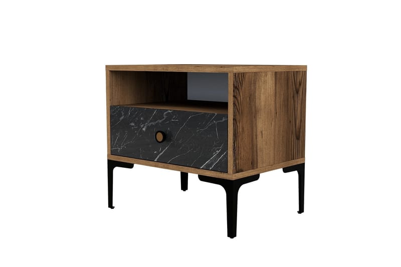 Ameias Sängbord 56x40 cm Brun/Svart - Hanah Home - Möbler - Bord & matgrupper - Avlastningsbord - Sängbord & nattduksbord