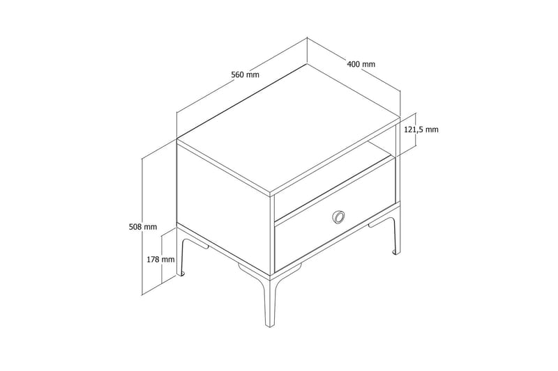 Ameias Sängbord 56x40 cm Vit - Hanah Home - Sängbord & nattduksbord