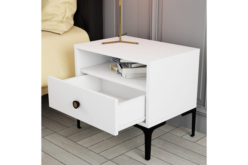 Ameias Sängbord 56x40 cm Vit - Hanah Home - Sängbord & nattduksbord