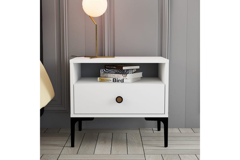 Ameias Sängbord 56x40 cm Vit - Hanah Home - Möbler - Bord & matgrupper - Avlastningsbord - Sängbord & nattduksbord