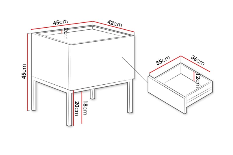 Amelus Sängbord 45 cm - Cashmere - Möbler - Bord & matgrupper - Avlastningsbord - Sängbord & nattduksbord