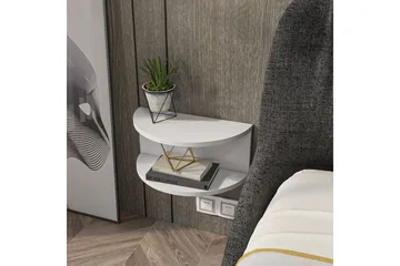 Antigua Vägghängt Sängbord 45 cm med Ljust Träutseende, Förvaring med Hylla - Vit - Möbler - Bord & matgrupper - Avlastningsbord - Sängbord & nattduksbord