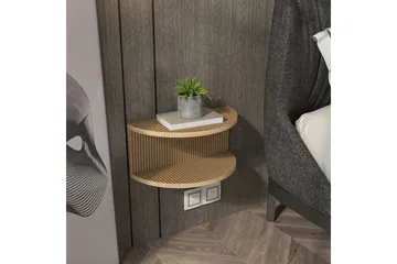 Antigua Vägghängt Sängbord 45 cm med Rottingutseende, Förvaring med Hylla - Brun - Möbler - Bord & matgrupper - Avlastningsbord - Sängbord & nattduksbord