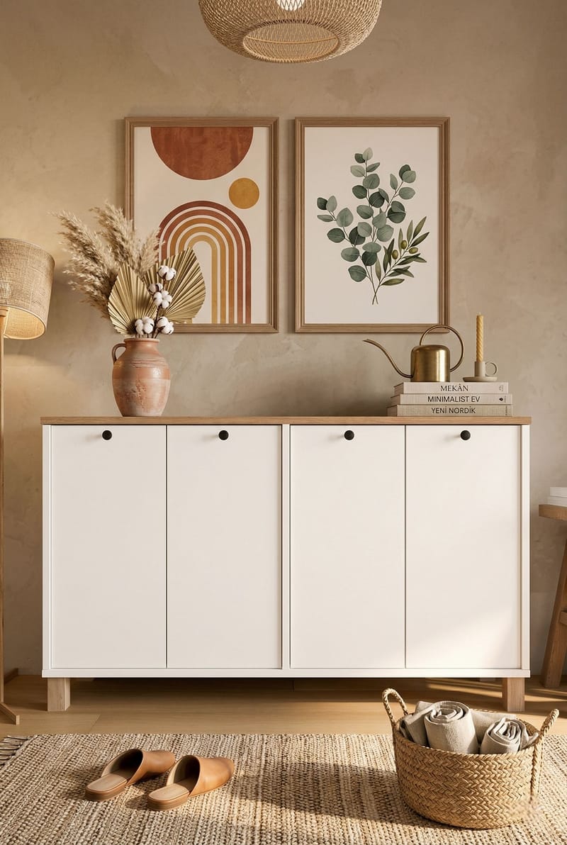 Avero Konsolbord 120x73,6x29,5 cm - Vit och ek - Möbler - Bord & matgrupper - Avlastningsbord - Hallbord