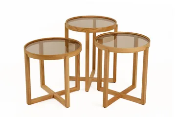 Babilas Satsbord (3 delar) 45x55x45 cm - Transparent ek - Möbler - Bord & matgrupper - Avlastningsbord - Satsbord