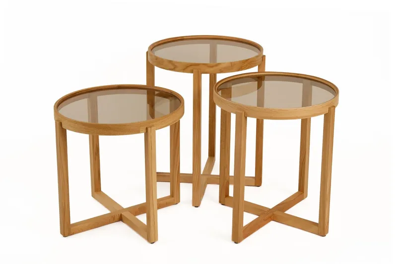 Babilas Satsbord (3 delar) 45x55x45 cm, Transparent ek