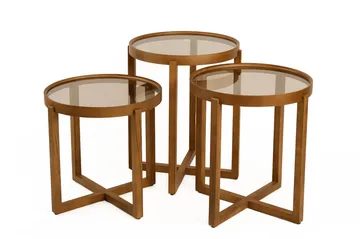 Babilas Satsbord (3 delar) 45x55x45 cm - Transparent valnöt - Möbler - Bord & matgrupper - Avlastningsbord - Satsbord