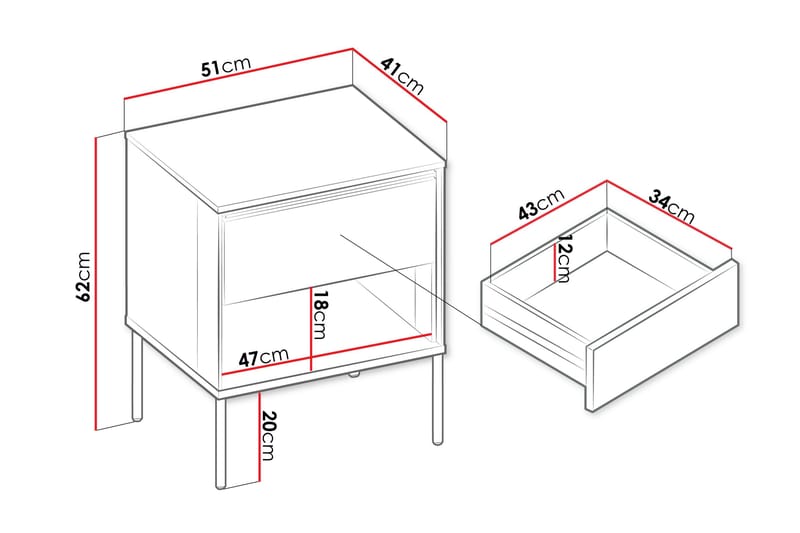 Basici Sängbord 51 cm - Brun - Möbler - Bord & matgrupper - Avlastningsbord - Sängbord & nattduksbord