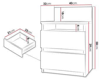 Basildon Sängbord 40 cm - brun - Möbler - Bord & matgrupper - Avlastningsbord - Sängbord & nattduksbord
