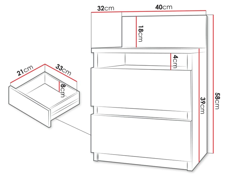 Basildon Sängbord 40 cm - brun - Möbler - Bord & matgrupper - Avlastningsbord - Sängbord & nattduksbord