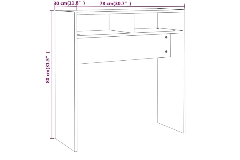 beBasic Avlastningsbord brun ek 78x30x80 cm konstruerat trä - Brown - Hallbord - Konsolbord & sidobord
