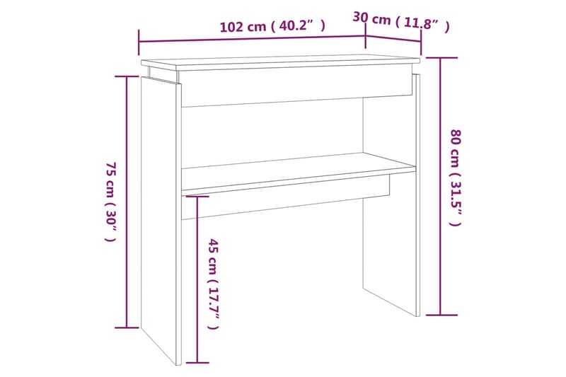 beBasic Avlastningsbord grå sonoma 102x30x80 cm konstruerat trä - Grey - Hallbord - Konsolbord & sidobord