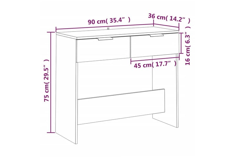 beBasic Avlastningsbord grå sonoma 90x36x75 cm konstruerat trä - Grey - Möbler - Bord & matgrupper - Avlastningsbord - Konsolbord & sidobord
