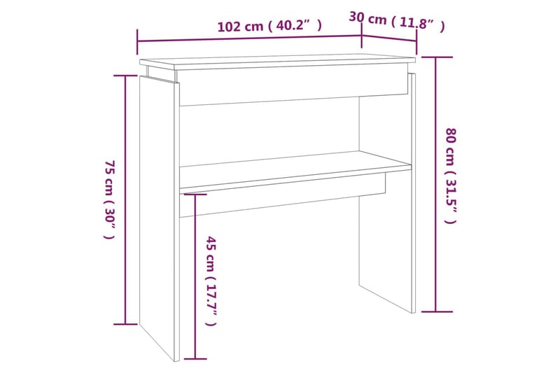 beBasic Avlastningsbord rökfärgad ek 102x30x80 cm konstruerat trä - Brown - Hallbord - Konsolbord & sidobord