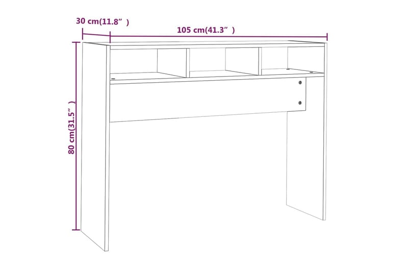 beBasic Avlastningsbord rökfärgad ek 105x30x80 cm konstruerat trä - Brown - Hallbord - Konsolbord & sidobord