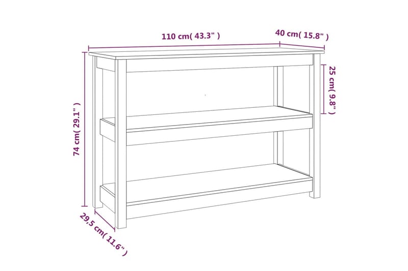 beBasic Konsolbord 110x40x74 cm massiv furu - Brown - Hallbord - Konsolbord & sidobord