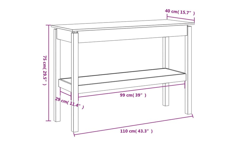 beBasic Konsolbord 110x40x75 cm massiv furu - Brown - Möbler - Bord & matgrupper - Avlastningsbord - Konsolbord & sidobord