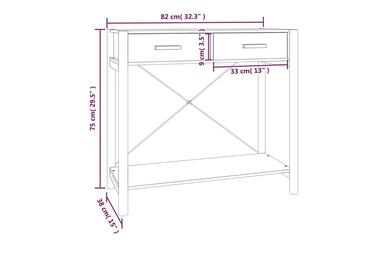 beBasic Konsolbord 82x38x75 cm konstruerat trä - Brown - Hallbord - Konsolbord & sidobord