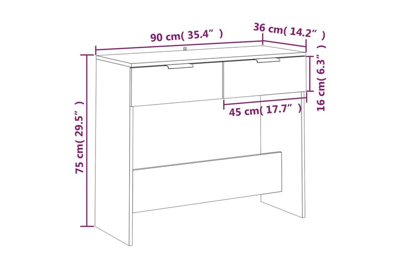 beBasic Konsolbord betonggrå 90x36x75 cm konstruerat trä - Grey - Hallbord - Konsolbord & sidobord