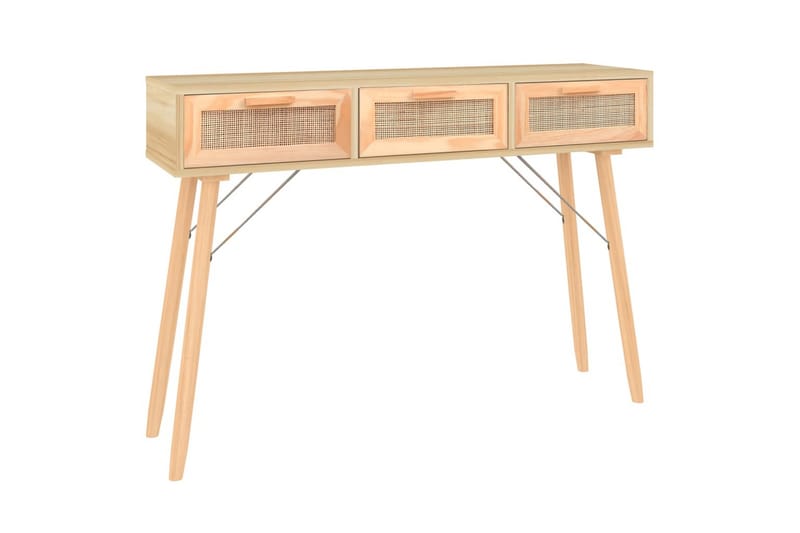 beBasic Konsolbord brun 105x30x75 cm massiv furu och naturlig rotting - Brown - Hallbord - Konsolbord & sidobord
