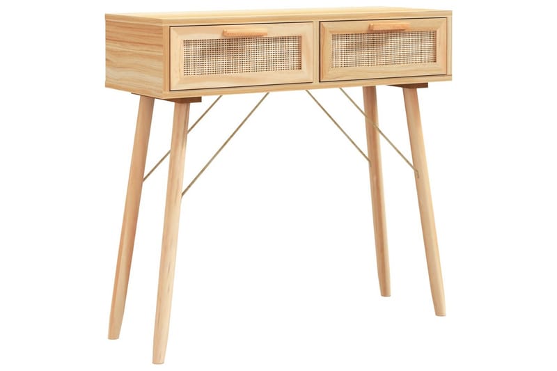 beBasic Konsolbord brun 80x30x75 cm massiv furu och naturlig rotting - Brown - Hallbord - Konsolbord & sidobord