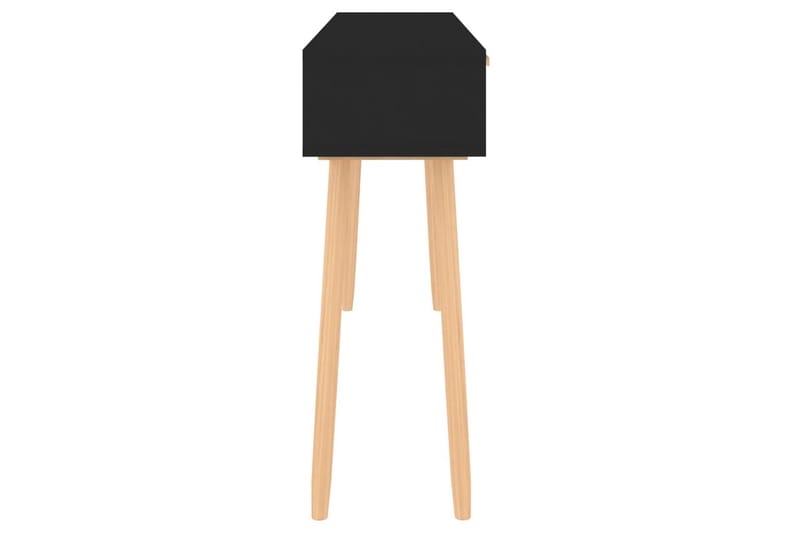 beBasic Konsolbord svart 105x30x75 cm massiv furu och naturlig rotting - Black - Möbler - Bord & matgrupper - Avlastningsbord - Konsolbord & sidobord