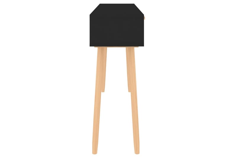 beBasic Konsolbord svart 105x30x75 cm massiv furu och naturlig rotting - Black - Hallbord - Konsolbord & sidobord