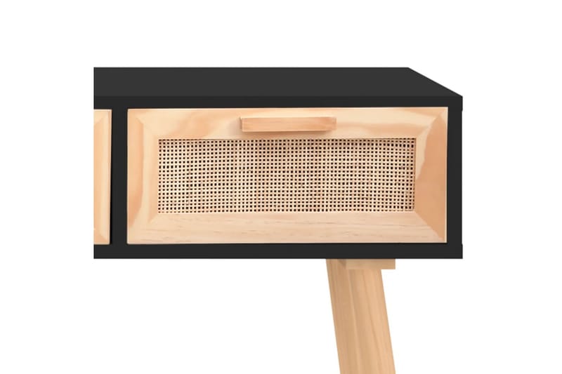 beBasic Konsolbord svart 105x30x75 cm massiv furu och naturlig rotting - Black - Möbler - Bord & matgrupper - Avlastningsbord - Konsolbord & sidobord