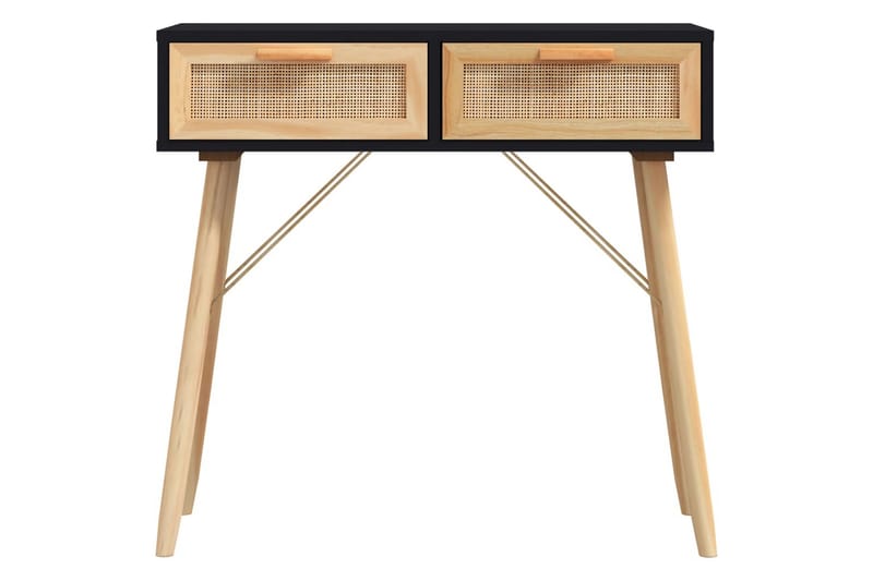 beBasic Konsolbord svart 80x30x75 cm massiv furu och naturlig rotting - Black - Hallbord - Konsolbord & sidobord