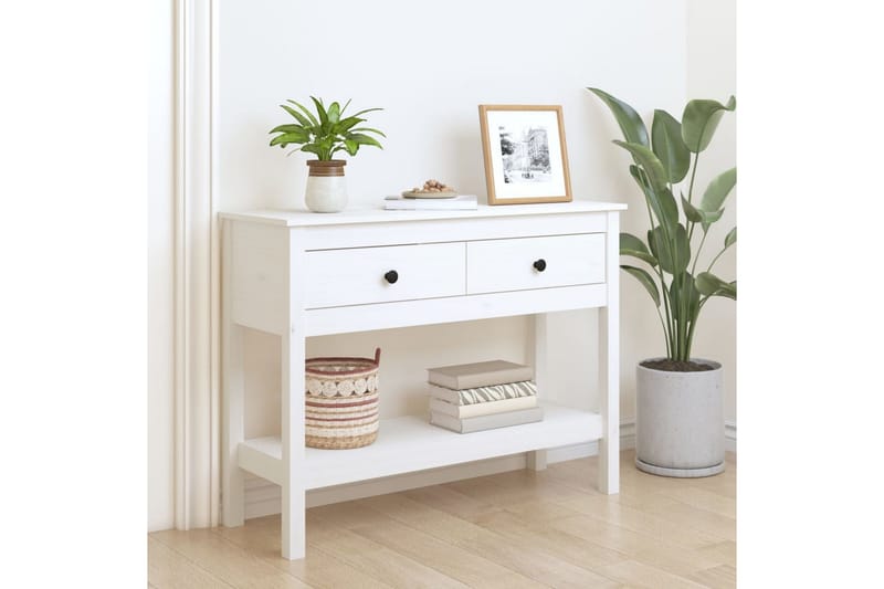 beBasic Konsolbord vit 100x35x75 cm massiv furu - White - Möbler - Bord & matgrupper - Avlastningsbord - Hallbord