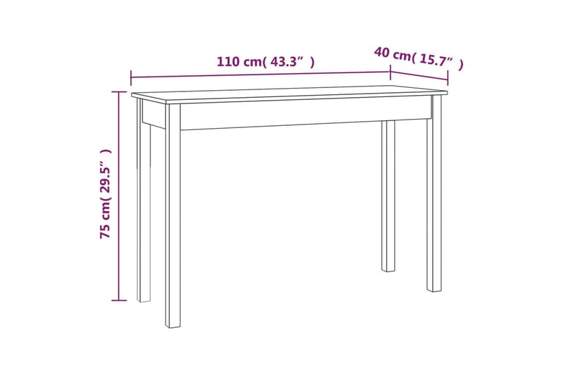 beBasic Konsolbord vit 110x40x75 cm massiv furu - White - Hallbord - Konsolbord & sidobord