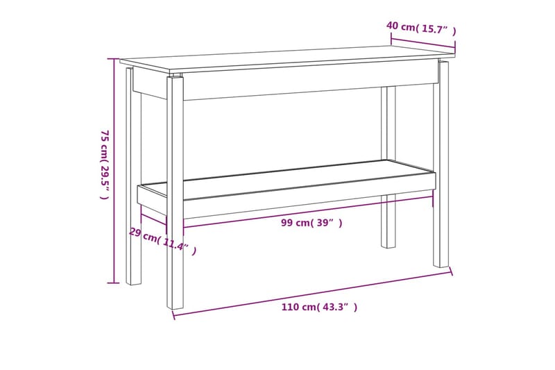 beBasic Konsolbord vit 110x40x75 cm massiv furu - White - Möbler - Bord & matgrupper - Avlastningsbord - Konsolbord & sidobord