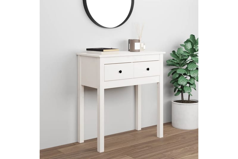 beBasic Konsolbord vit 70x35x75 cm massiv furu - White - Möbler - Bord & matgrupper - Avlastningsbord - Konsolbord & sidobord