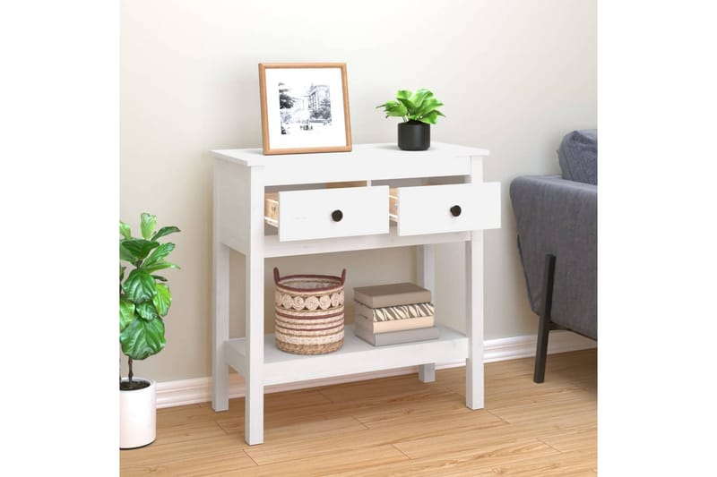 beBasic Konsolbord vit 75x35x75 cm massiv furu - White - Möbler - Bord & matgrupper - Avlastningsbord - Konsolbord & sidobord