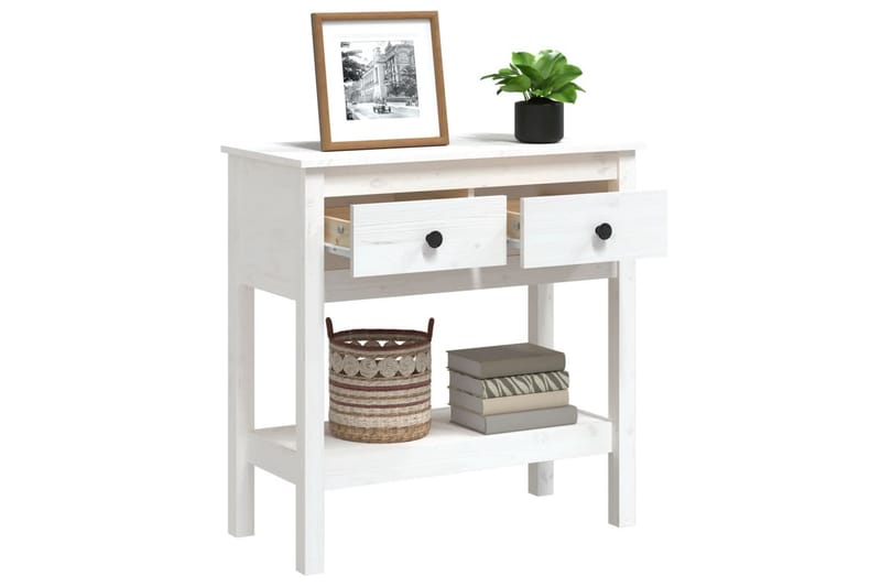 beBasic Konsolbord vit 75x35x75 cm massiv furu - White - Möbler - Bord & matgrupper - Avlastningsbord - Konsolbord & sidobord